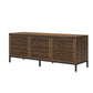 68" Media Console with Steel Post Base for TVs up to 77", Walnut Wood Veneer - Columbia Walnut Veneer