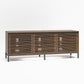 68" Media Console with Steel Post Base for TVs up to 77", Walnut Wood Veneer - Columbia Walnut Veneer