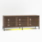 68" Media Console with Steel Post Base for TVs up to 77", Walnut Wood Veneer - Columbia Walnut Veneer