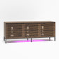 68" Media Console with Steel Post Base for TVs up to 77", Walnut Wood Veneer - Columbia Walnut Veneer