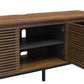 68" Media Console with Steel Post Base for TVs up to 77", Walnut Wood Veneer - Columbia Walnut Veneer