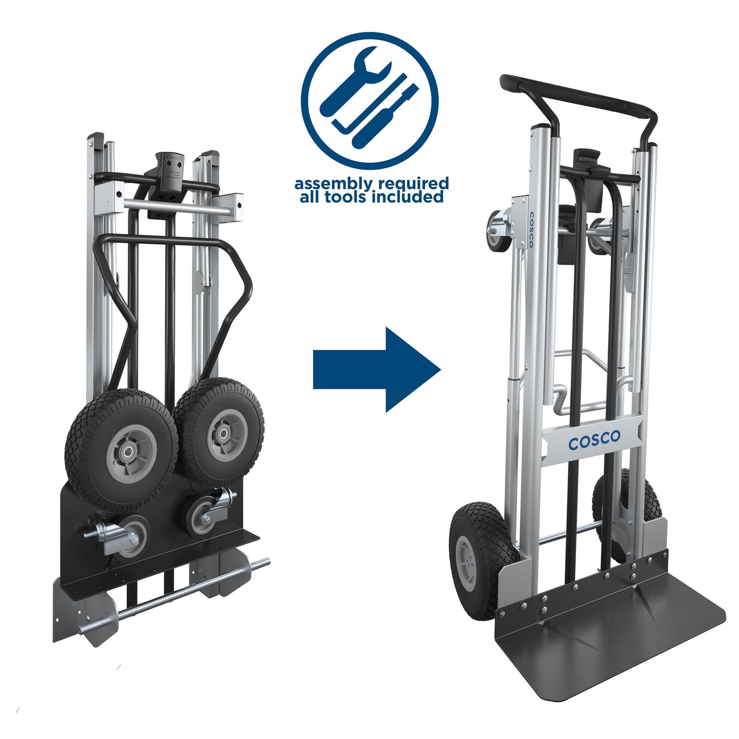 2 in 1 Commercial Use Hybrid Handtruck, 1000 lb/800 lb Weight Capacity - Silver