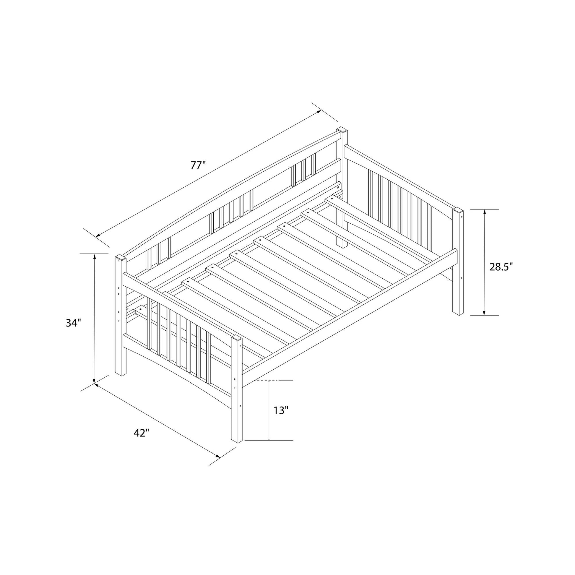 Kayden Wood Daybed with Slats - White