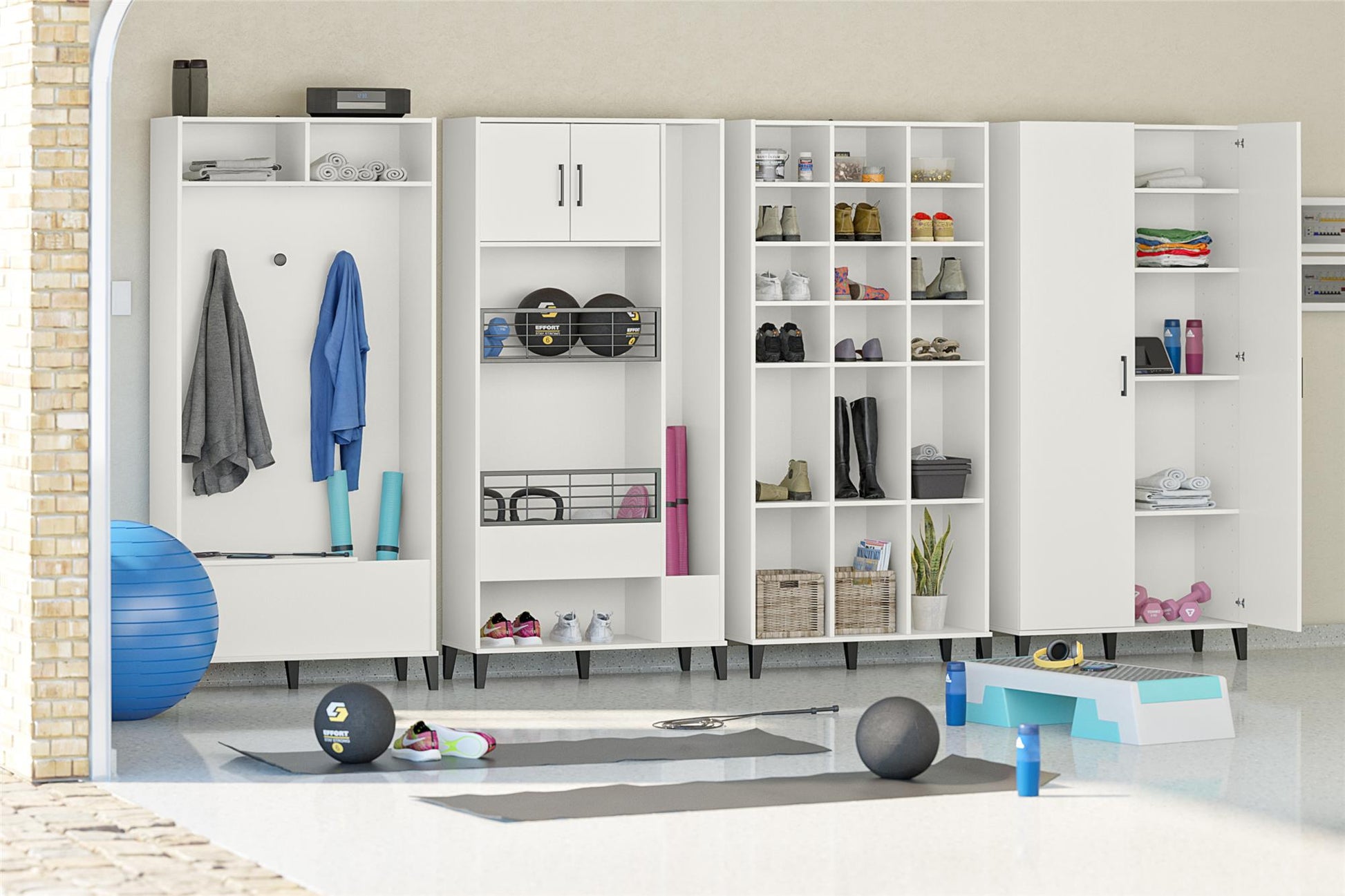 Flex Athletic Shoe Storage Cabinet for Boots & Tennis Shoes - White