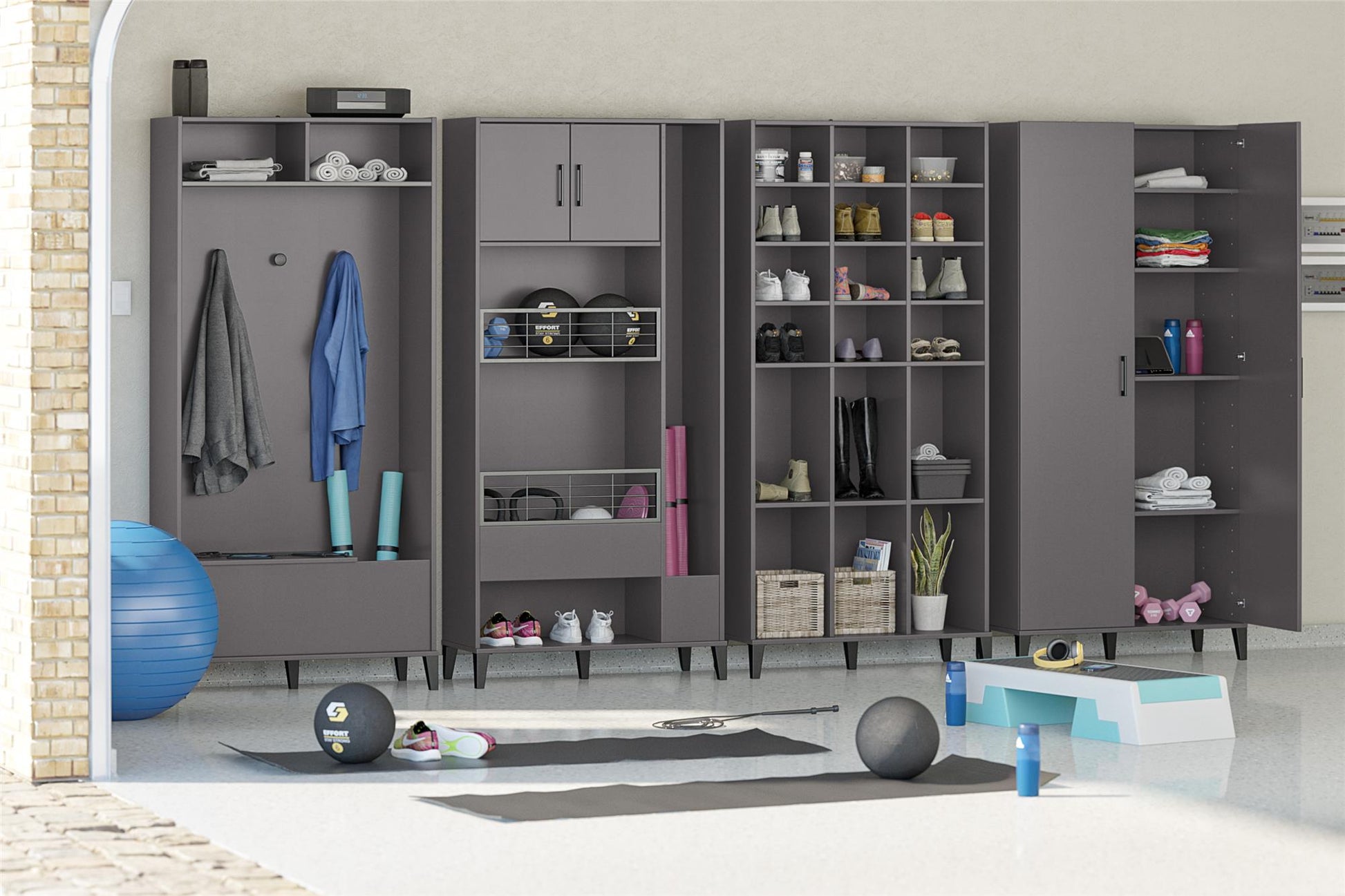 Flex Athletic Shoe Storage Cabinet for Boots & Tennis Shoes - Graphite