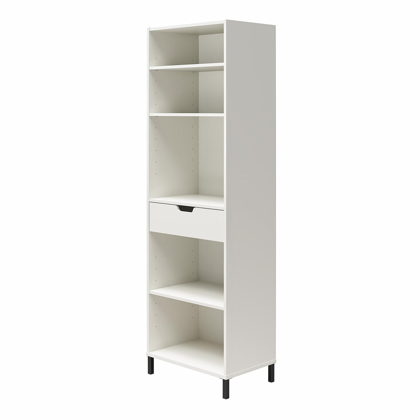 Versa Open Cabinet for Crafting with Drawer and Adjustable Shelving - White