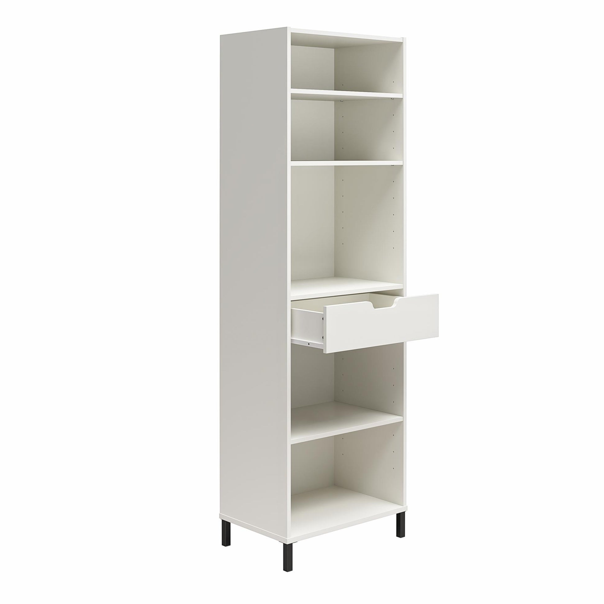 Versa Open Cabinet for Crafting with Drawer and Adjustable Shelving - White