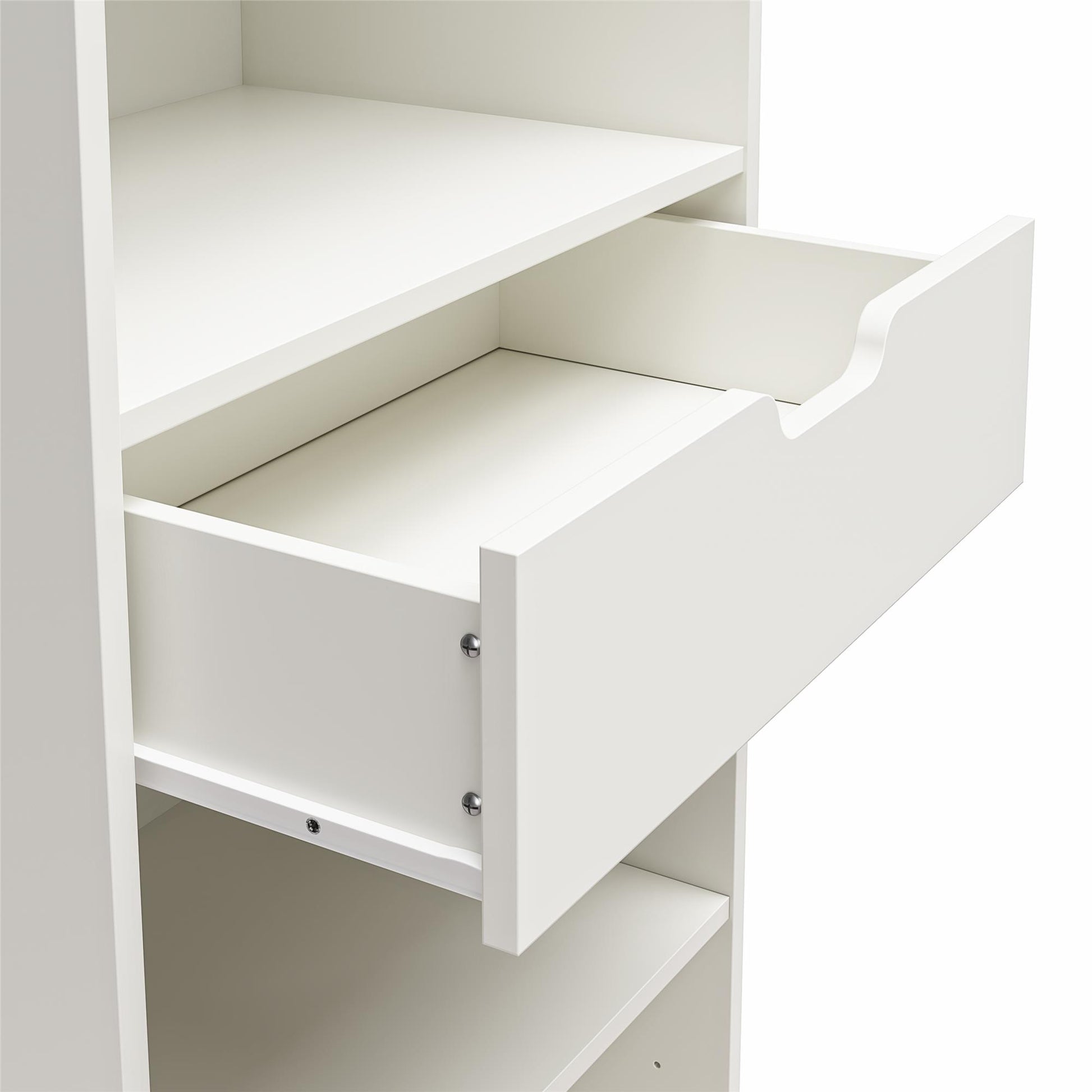 Versa Open Cabinet for Crafting with Drawer and Adjustable Shelving - White