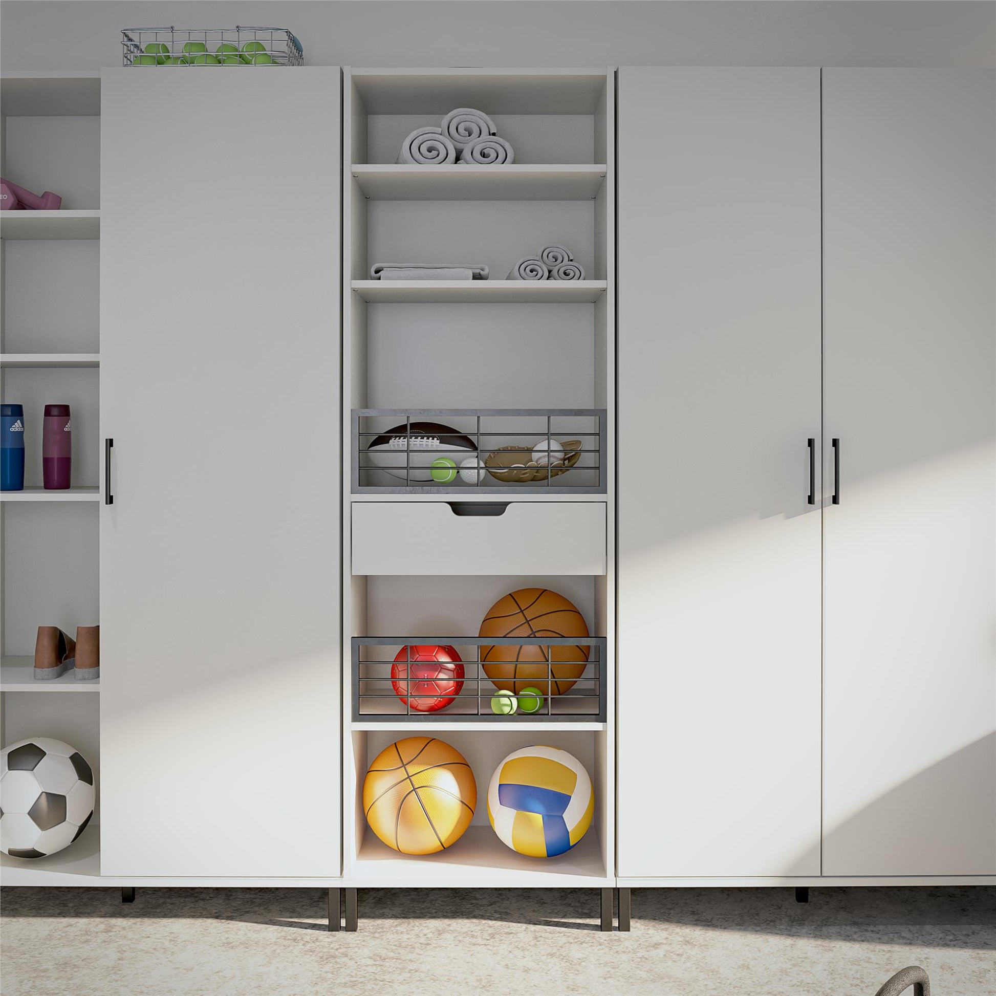 Versa Open Cabinet for Crafting with Drawer and Adjustable Shelving - White
