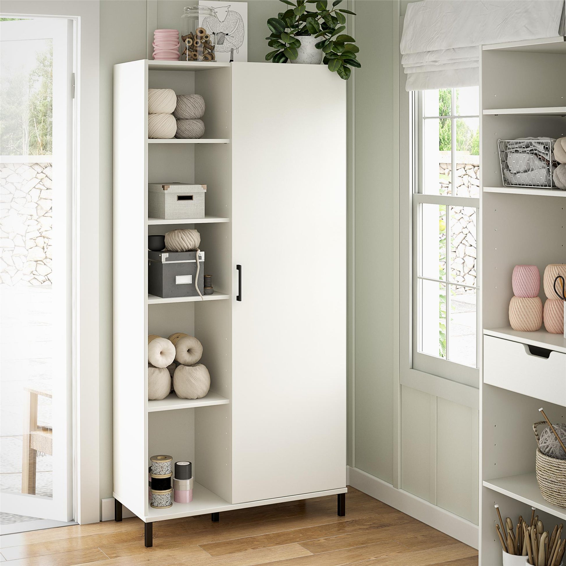 Versa 36" Wide Cabinet with 1 Door, White - White