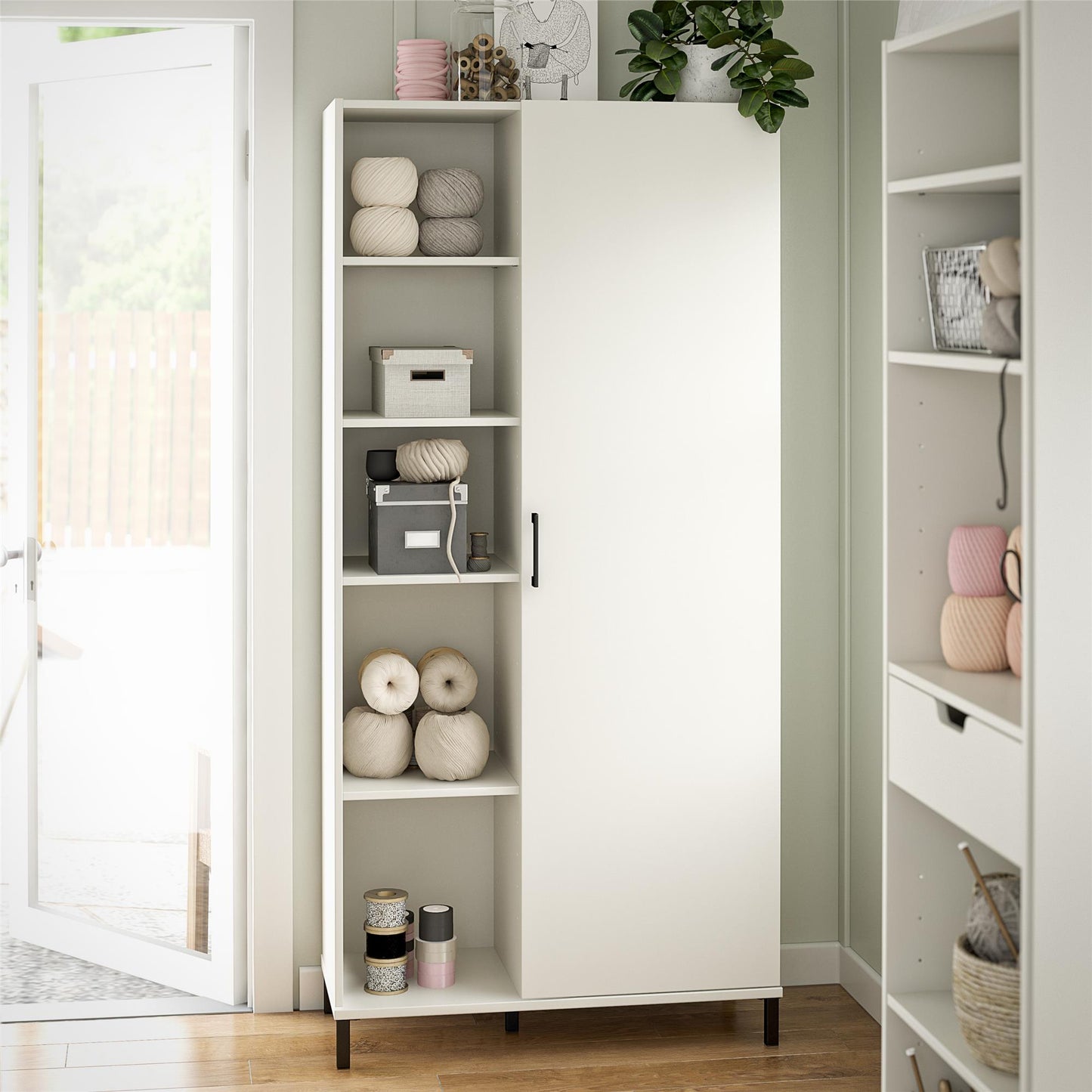 Versa 36" Wide Cabinet with 1 Door, White - White