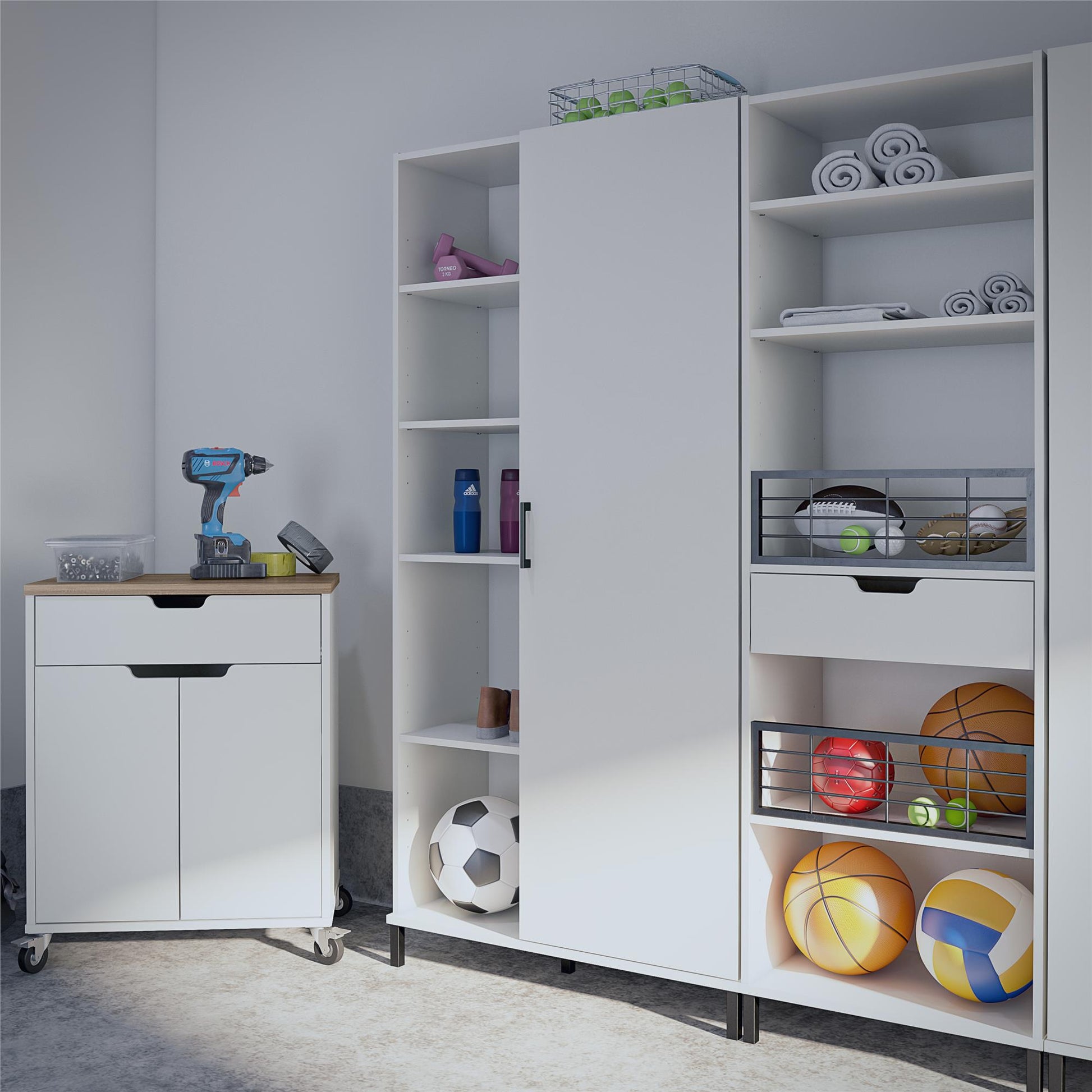 Versa 36" Wide Cabinet with 1 Door, White - White