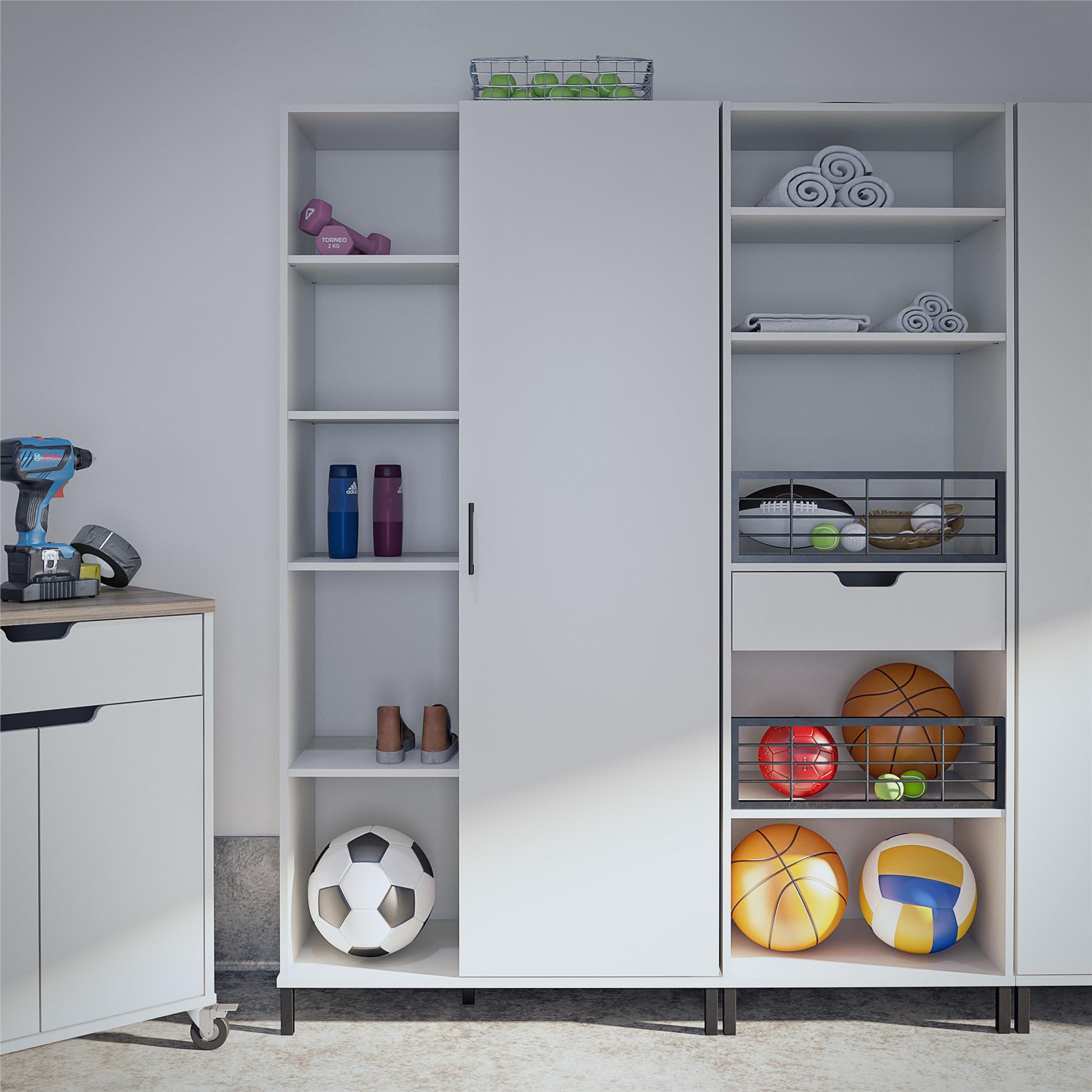 Versa 36" Wide Cabinet with 1 Door, White - White
