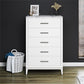 Lynnhaven Modern Tall 5 Drawer with Tapered Legs & Marble Top - White