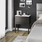 Lynnhaven Modern 1 Drawer Nightstand with Tapered Legs & Marble Top - Black
