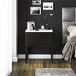 Lynnhaven Modern 1 Drawer Nightstand with Tapered Legs & Marble Top - Black