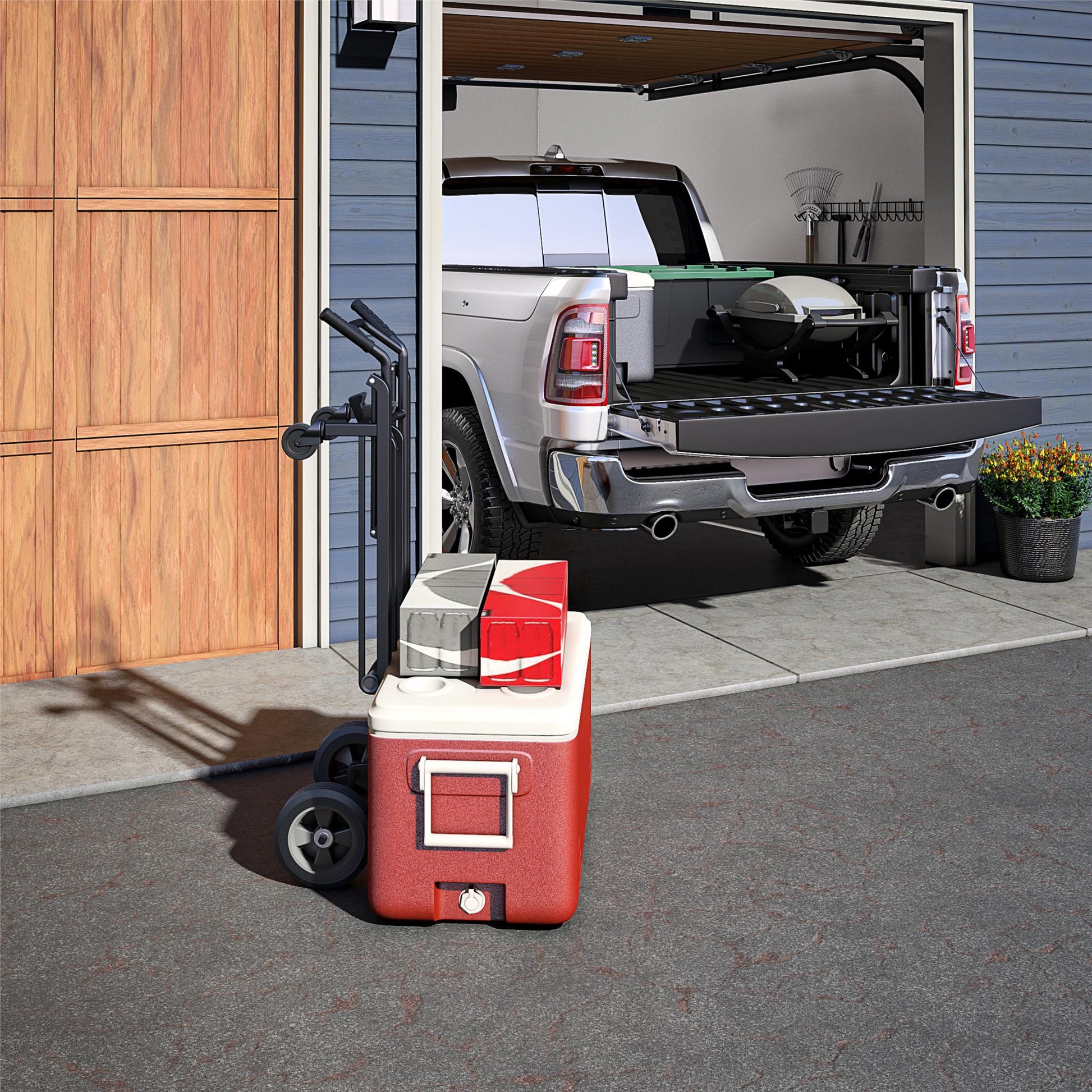 Steel 2 in 1 Hand Truck with 800 lb Weight Capacity - Black / blue