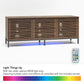 68" Media Console with Steel Post Base for TVs up to 77", Walnut Wood Veneer - Columbia Walnut Veneer