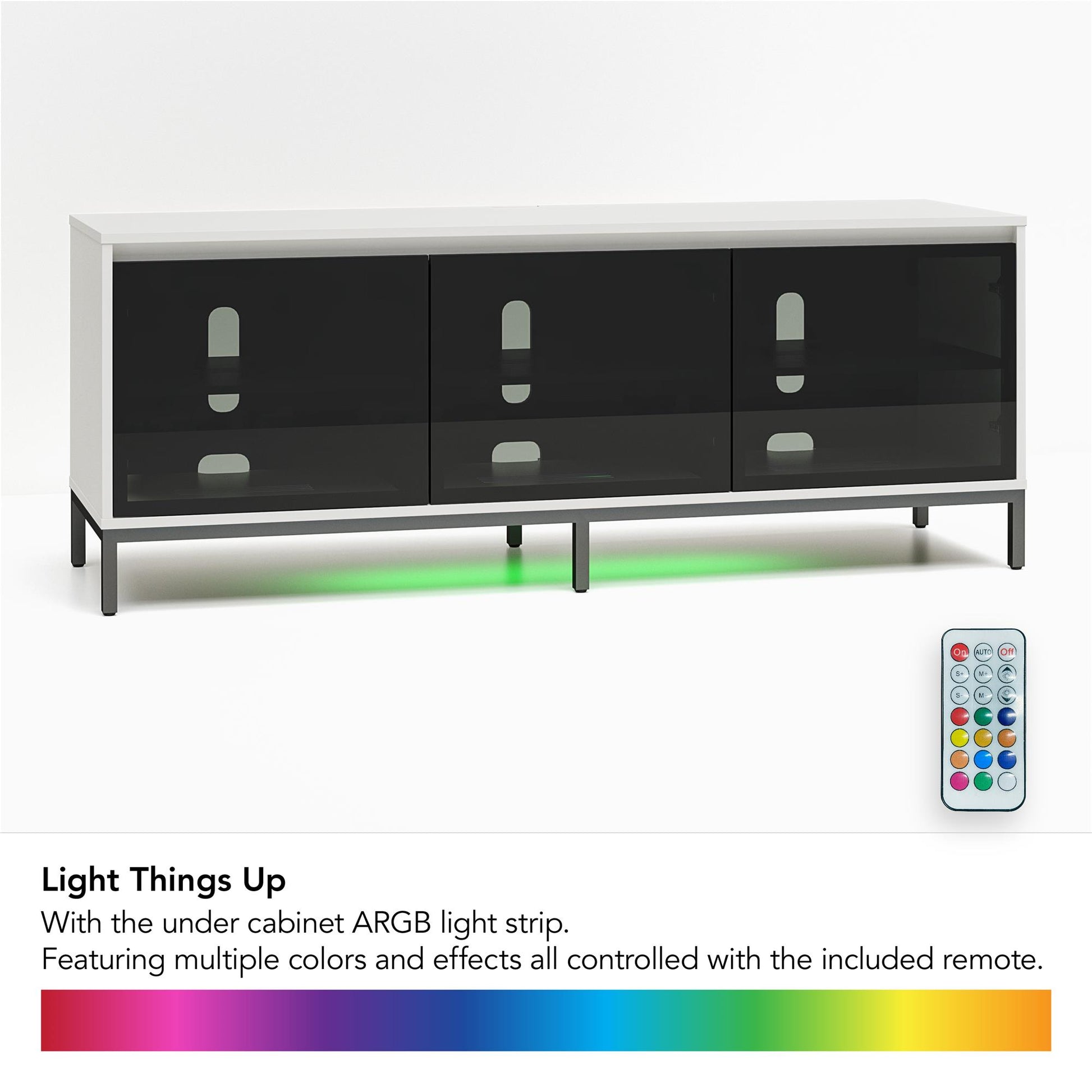 68" Media Console with Steel Post Base for TVs up to 77', Black - Black