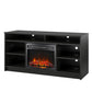 Hendrix 55" TV Stand with Electric Fireplace Insert and 6 Shelves - Black Oak