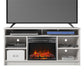 Hendrix 55" TV Stand with Electric Fireplace Insert and 6 Shelves - Ivory Oak