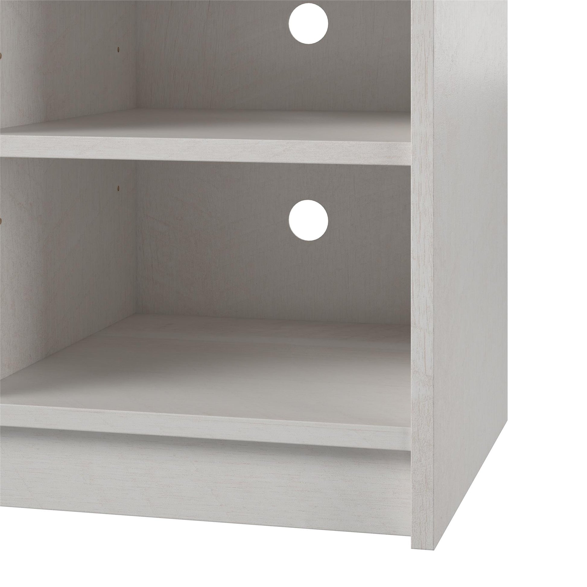 Hendrix 55" TV Stand with Electric Fireplace Insert and 6 Shelves - Ivory Oak
