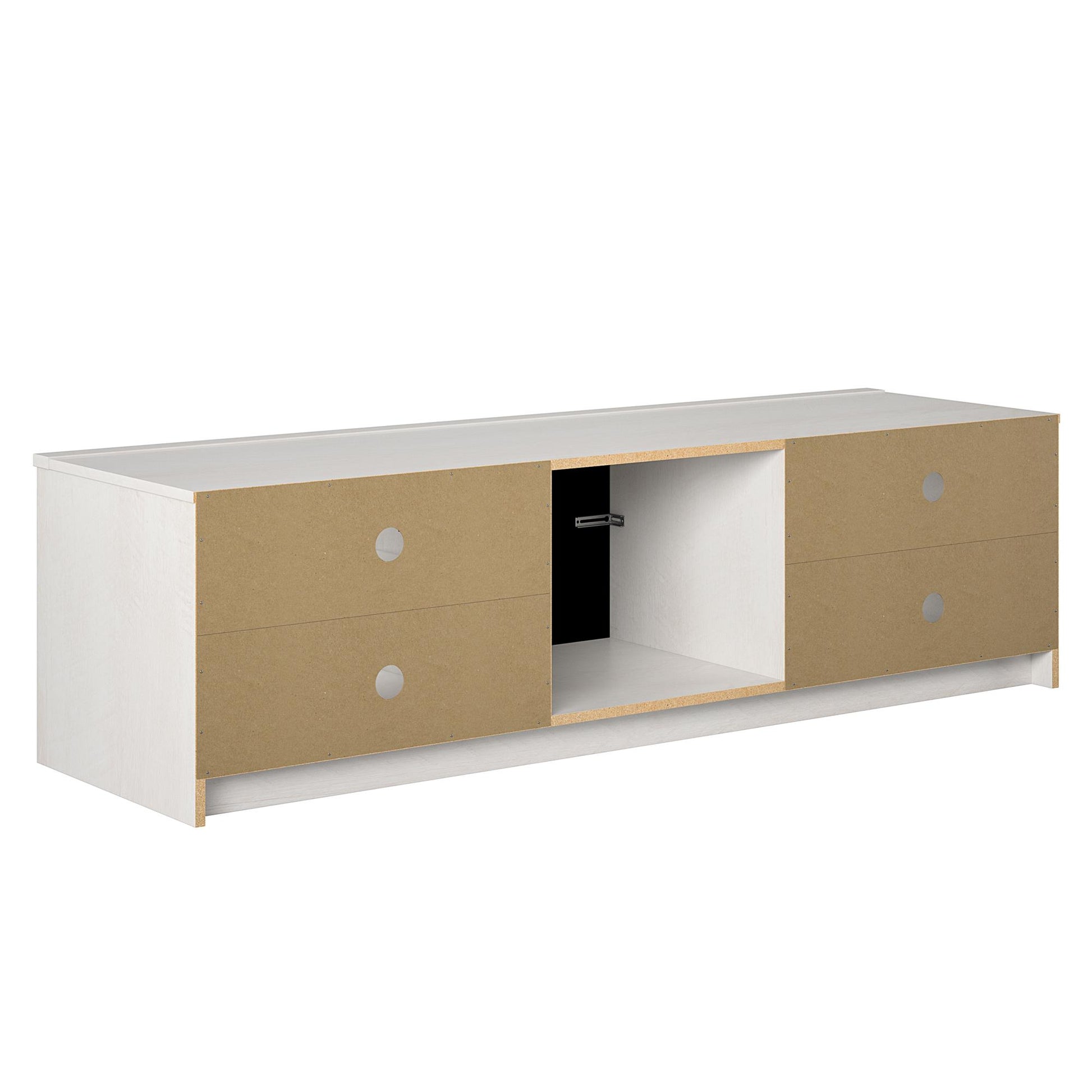 Noble 75" TV Stand with Electric Fireplace Insert and 4 Shelves - Ivory Oak