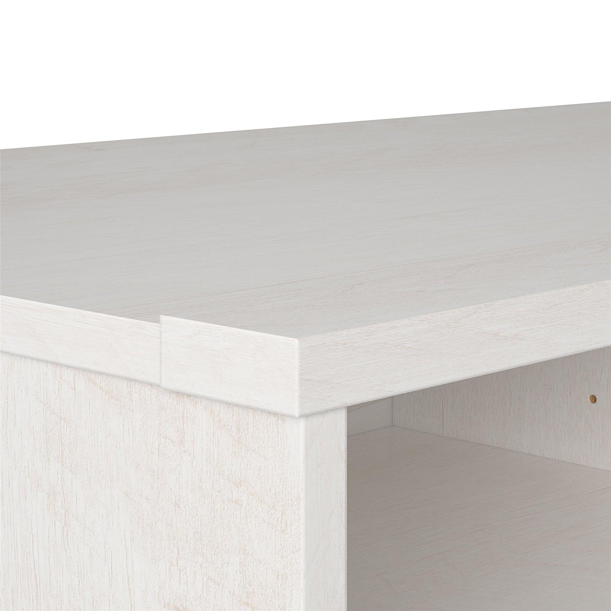 Noble 75" TV Stand with Electric Fireplace Insert and 4 Shelves - Ivory Oak