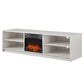 Noble 75" TV Stand with Electric Fireplace Insert and 4 Shelves - Ivory Oak