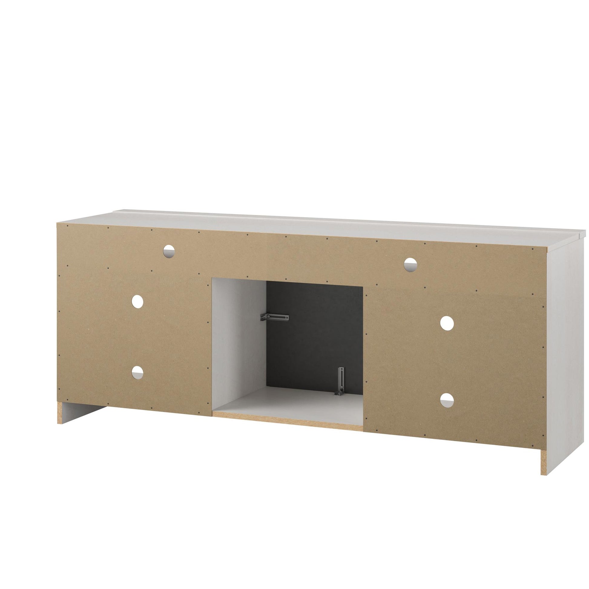 Hendrix 65" TV Stand with Electric Fireplace Insert and 6 Shelves - Ivory Oak
