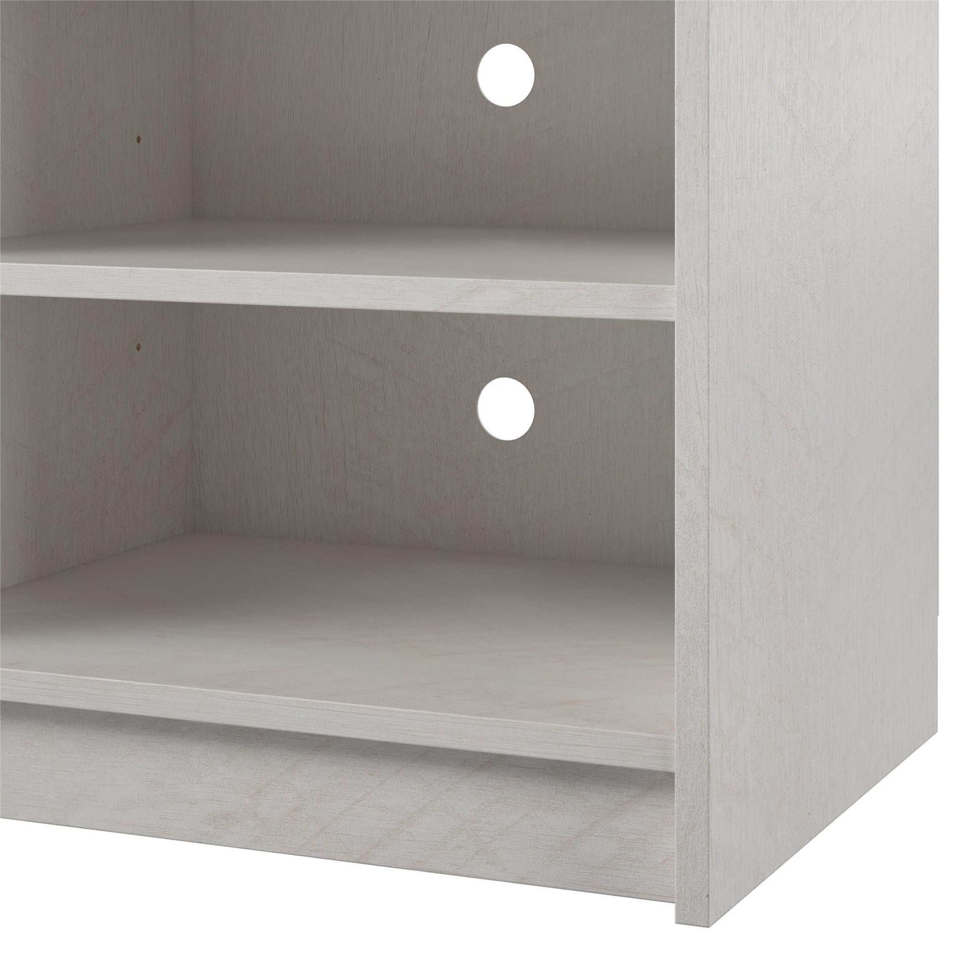Hendrix 65" TV Stand with Electric Fireplace Insert and 6 Shelves - Ivory Oak