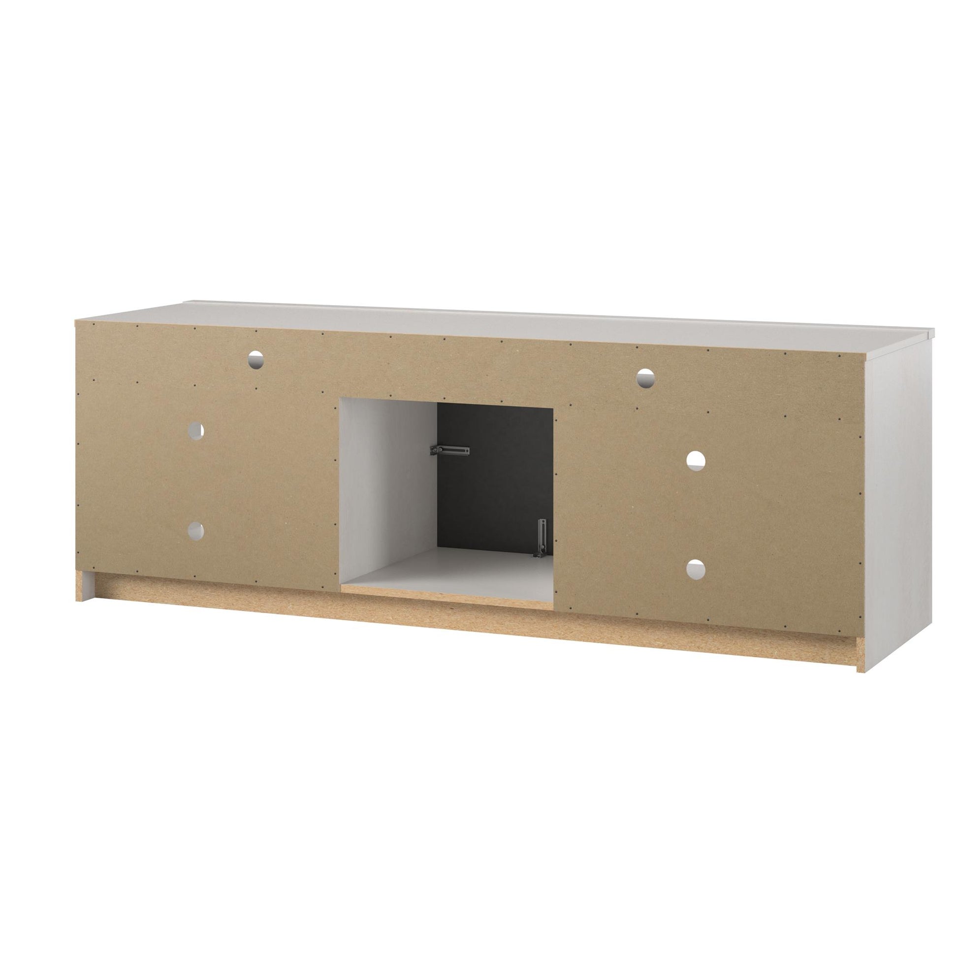 Hendrix 75" TV Stand with Electric Fireplace Insert and 6 Shelves - Ivory Oak