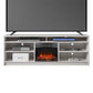 Hendrix 75" TV Stand with Electric Fireplace Insert and 6 Shelves - Ivory Oak