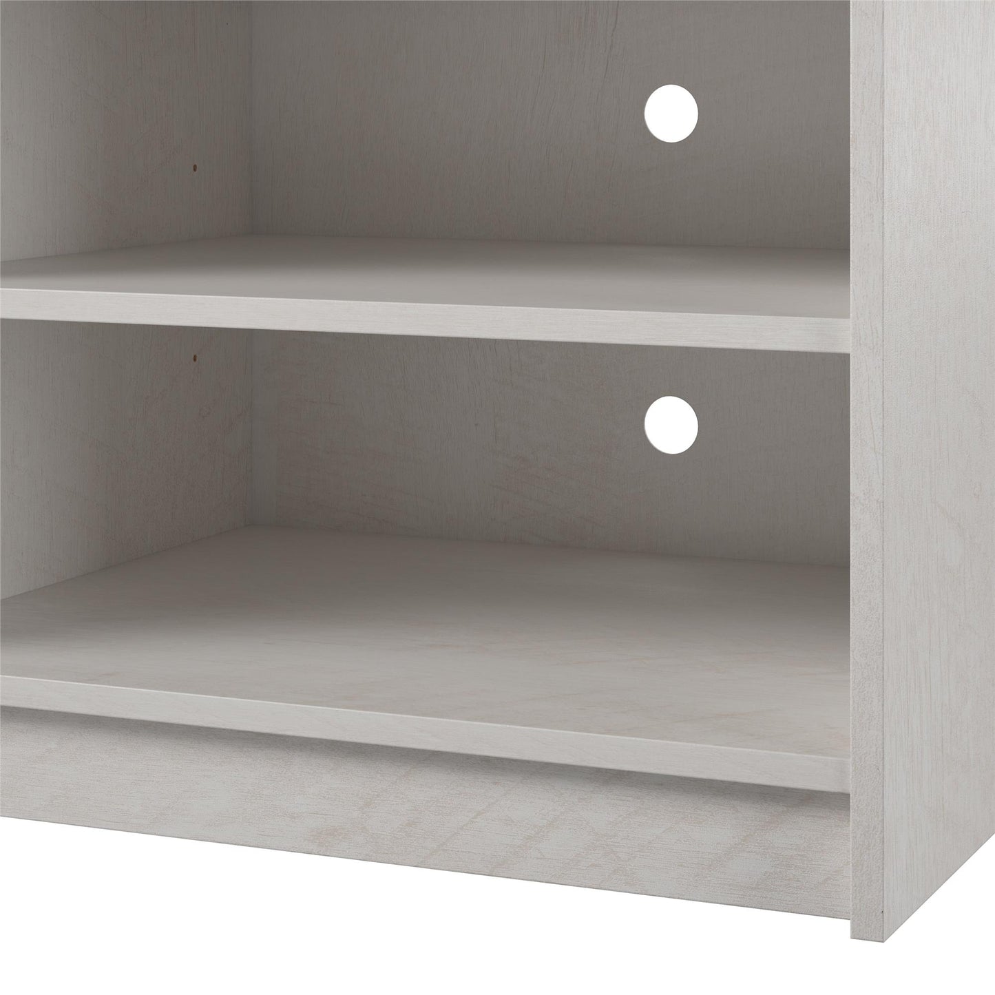 Hendrix 75" TV Stand with Electric Fireplace Insert and 6 Shelves - Ivory Oak