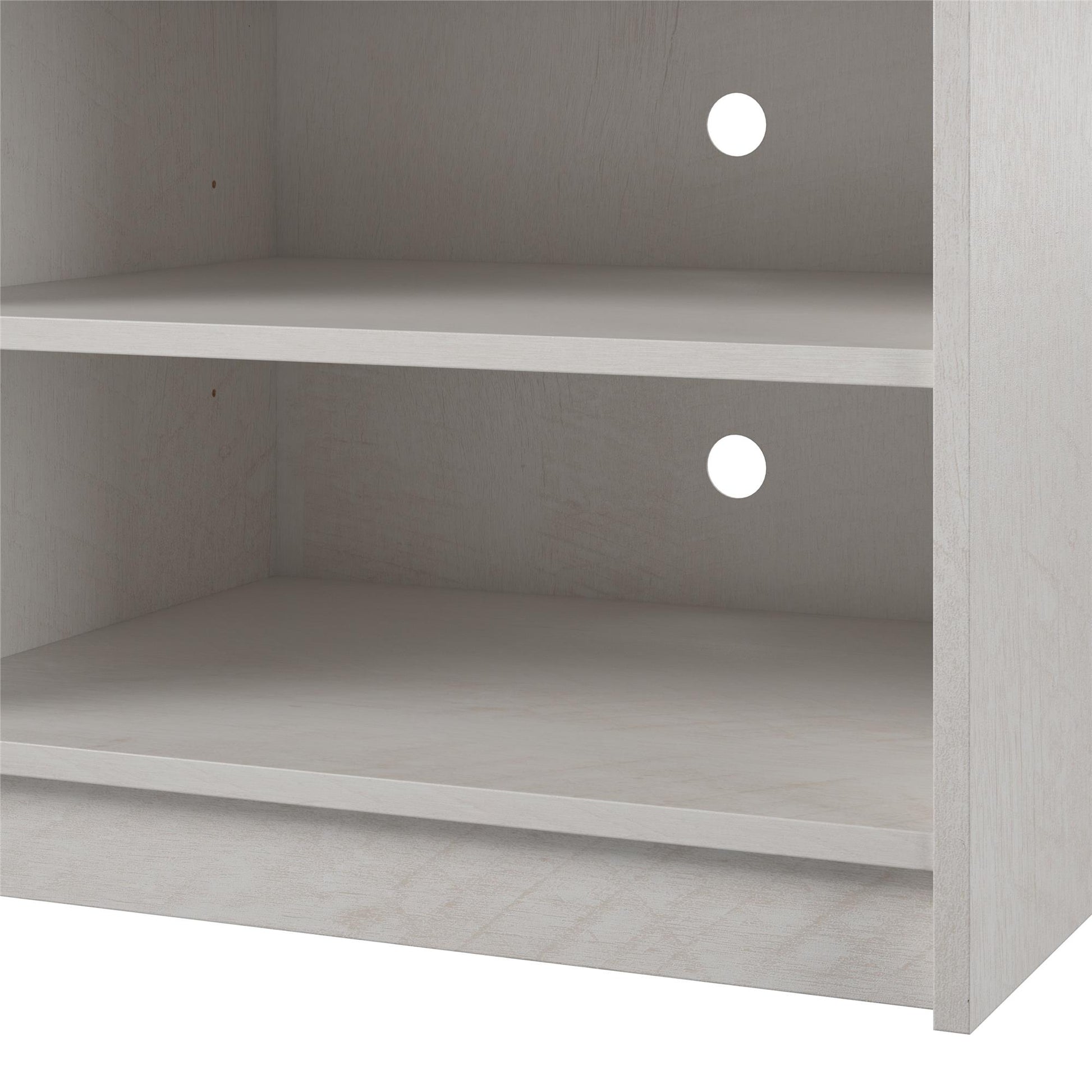 Hendrix 75" TV Stand with Electric Fireplace Insert and 6 Shelves - Ivory Oak