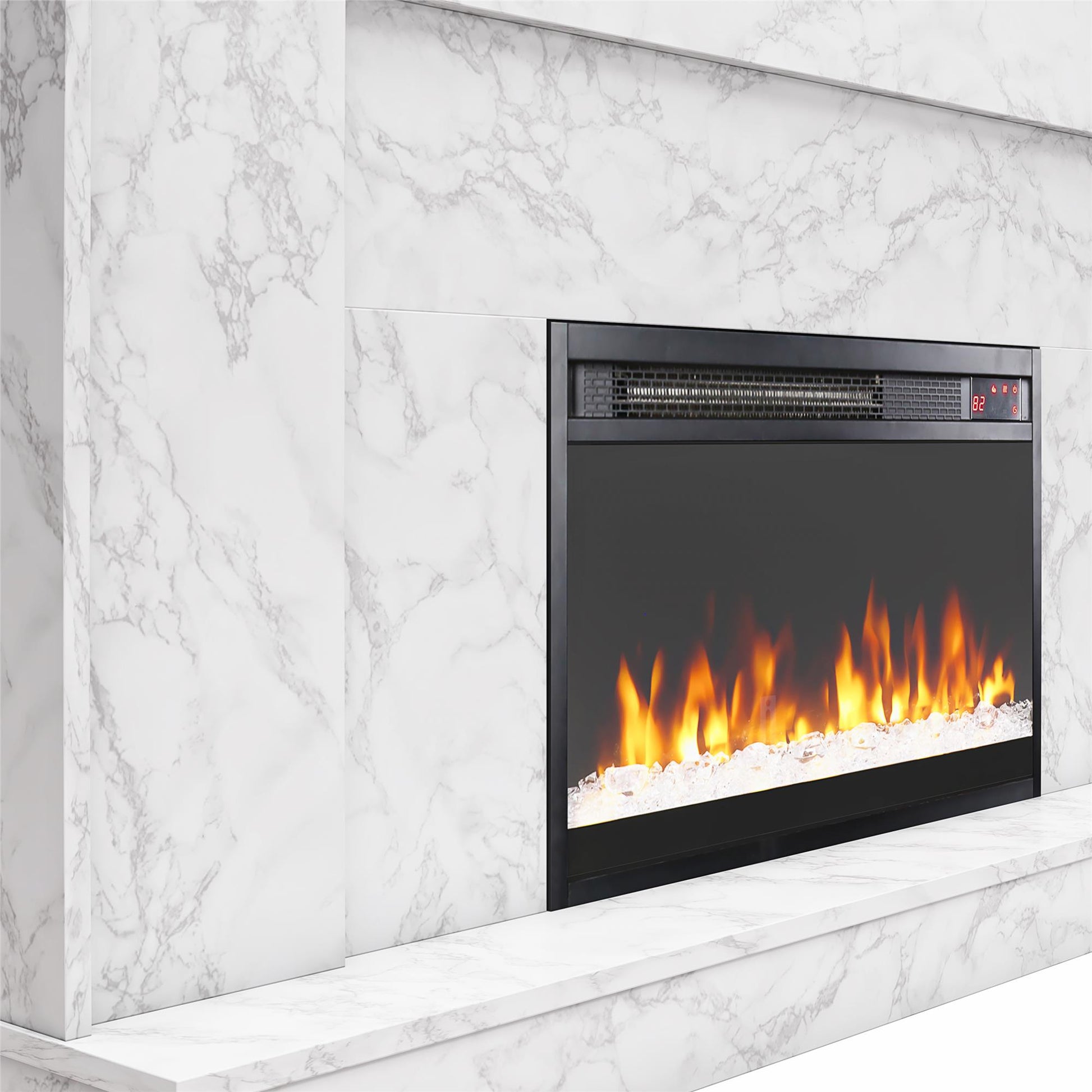 Liberty Mantel Fireplace, Marble - White marble