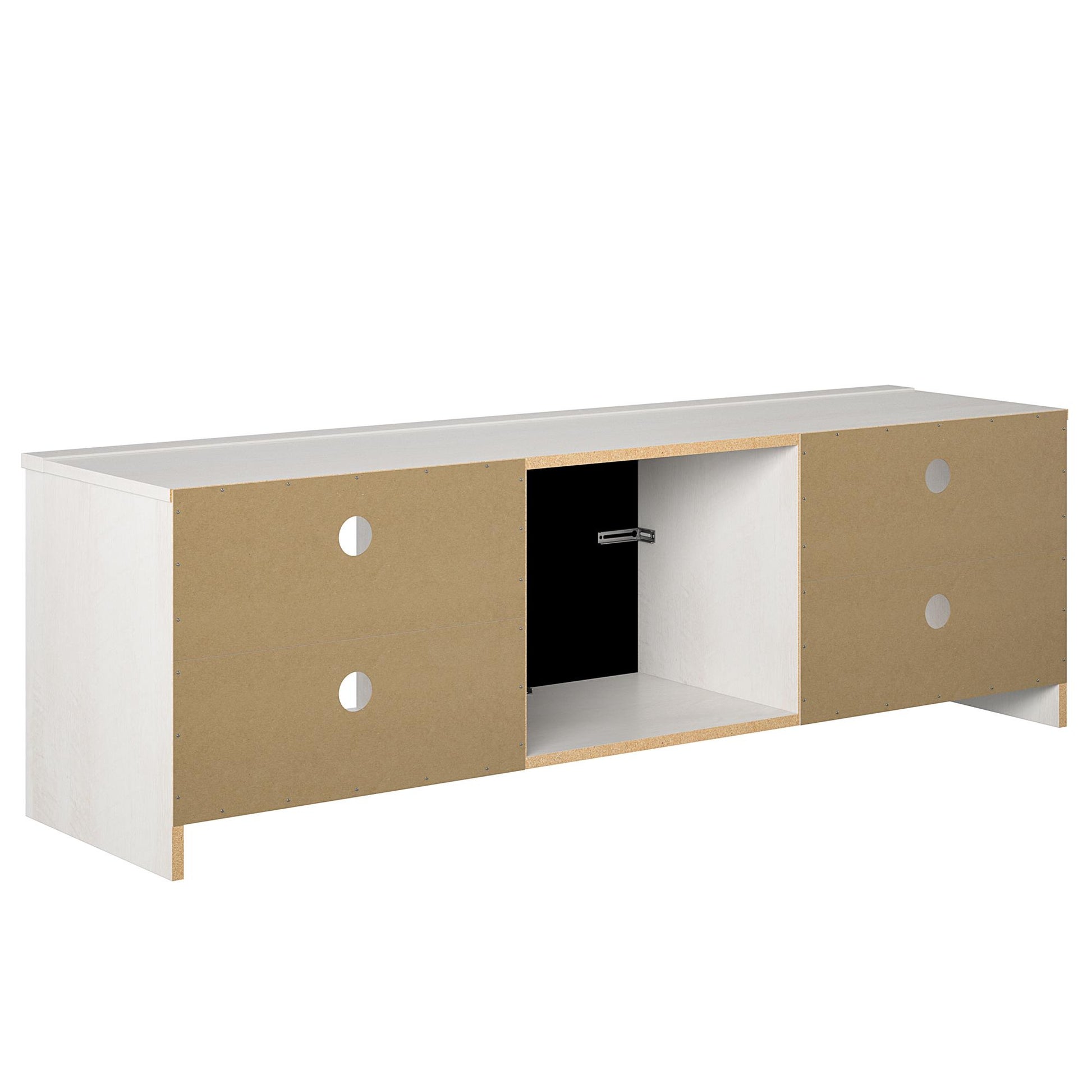 Noble 65” TV Stand with Electric Fireplace Insert and 4 Shelves - Ivory Oak