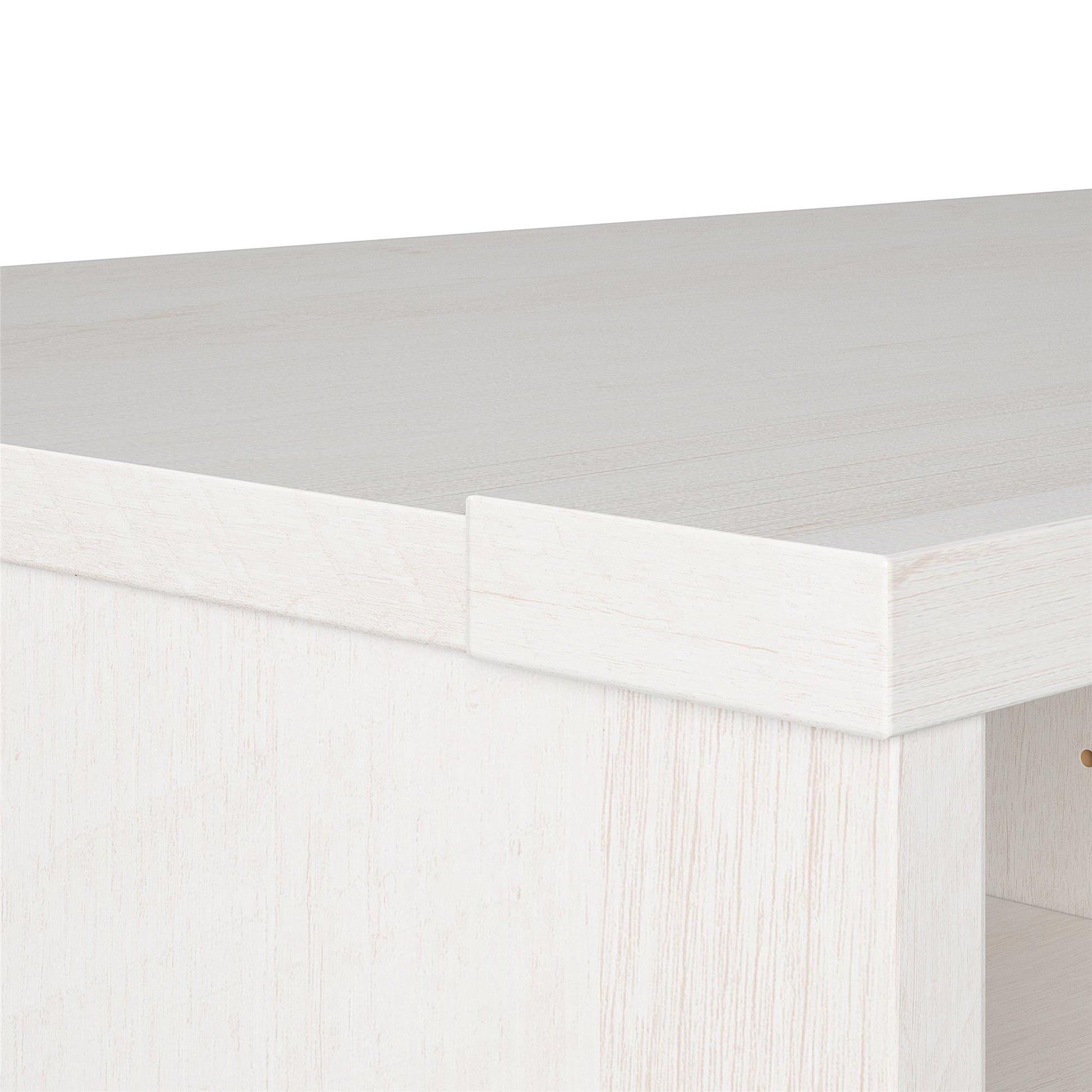Noble 65” TV Stand with Electric Fireplace Insert and 4 Shelves - Ivory Oak