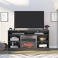 Hendrix 55" TV Stand with Electric Fireplace Insert and 6 Shelves - Black Oak