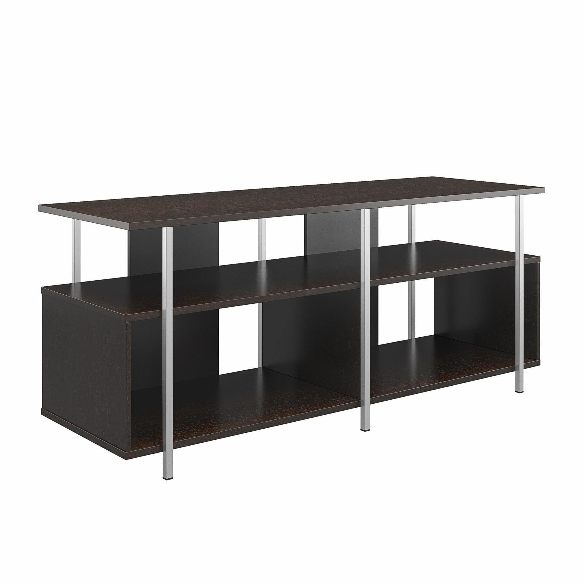 Alonso Mixed Media TV Stand with 4 Open Shelves for TVs up to 69" - Espresso