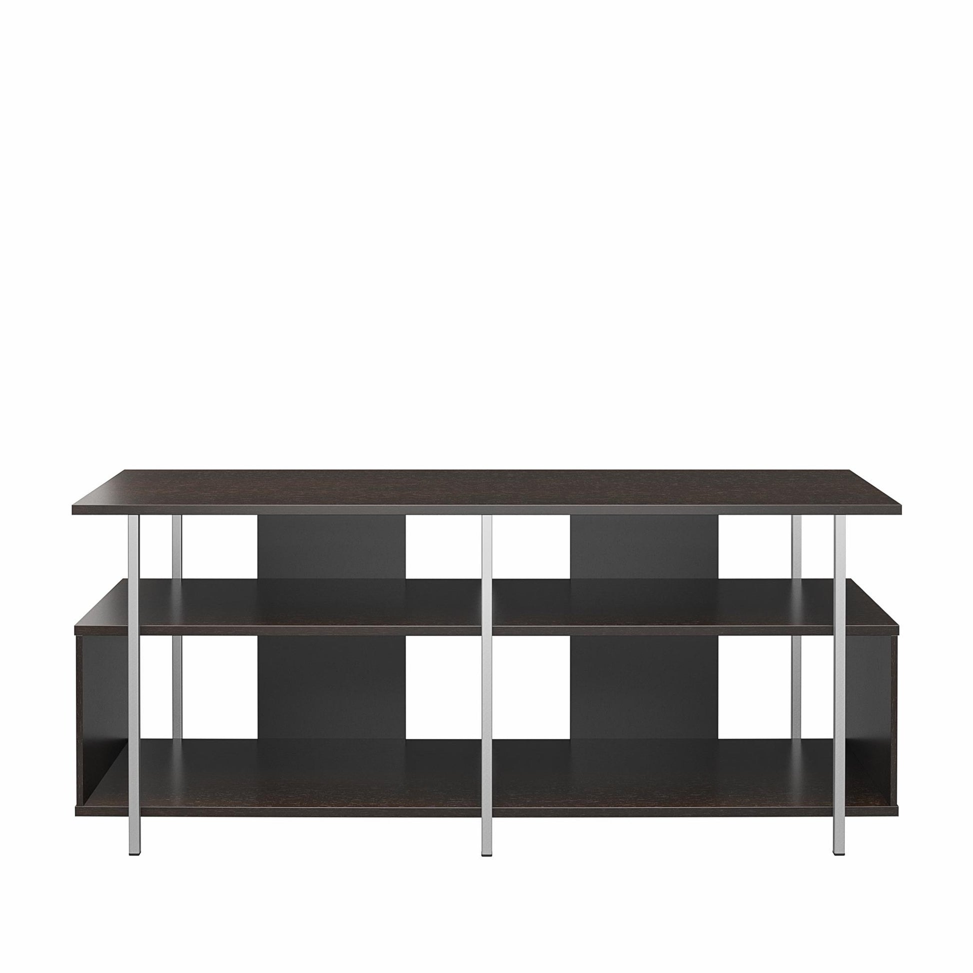 Alonso Mixed Media TV Stand with 4 Open Shelves for TVs up to 69" - Espresso