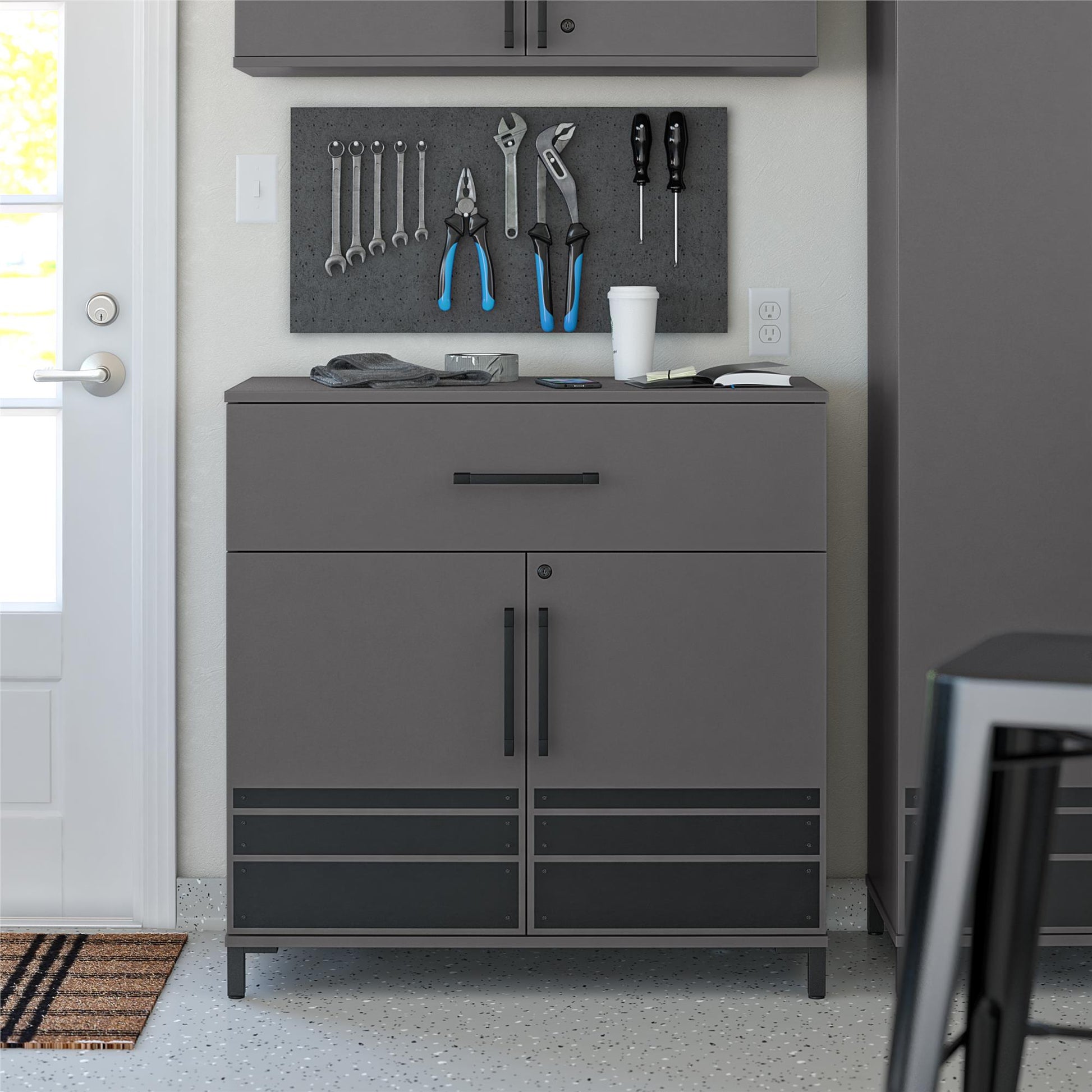 Shelby Garage Base Cabinet 2 Door/1 Drawer, Graphite - Graphite