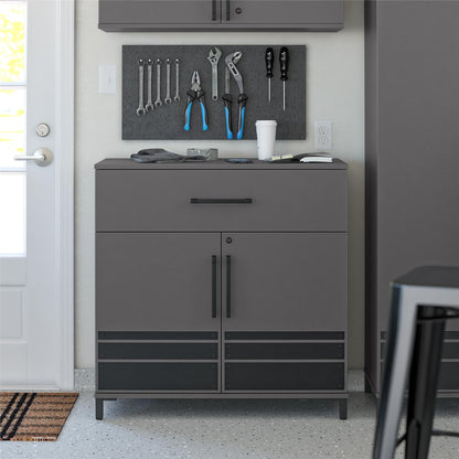 Shelby Garage Base Cabinet 2 Door/1 Drawer, Graphite - Graphite