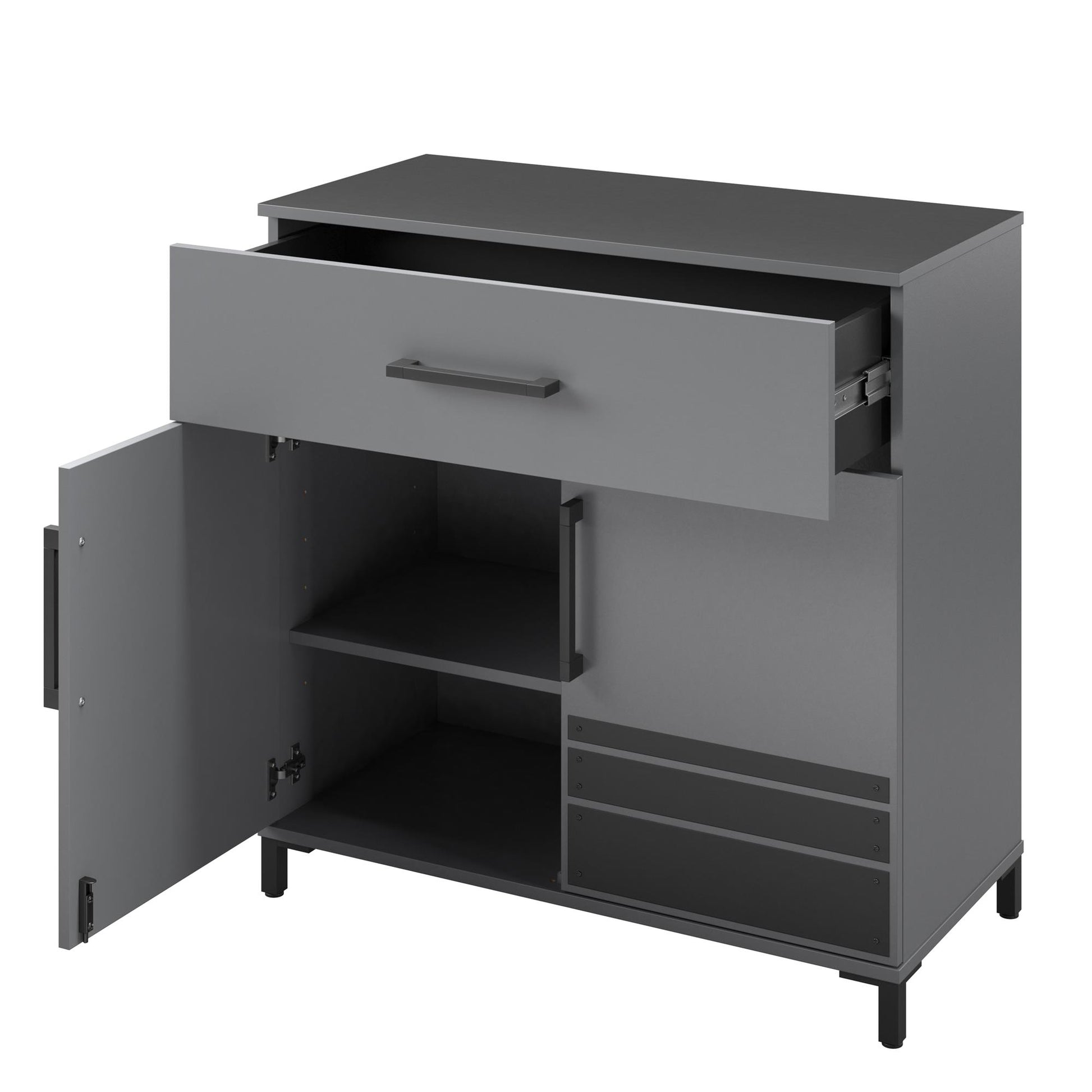 Shelby Garage Base Cabinet 2 Door/1 Drawer, Graphite - Graphite