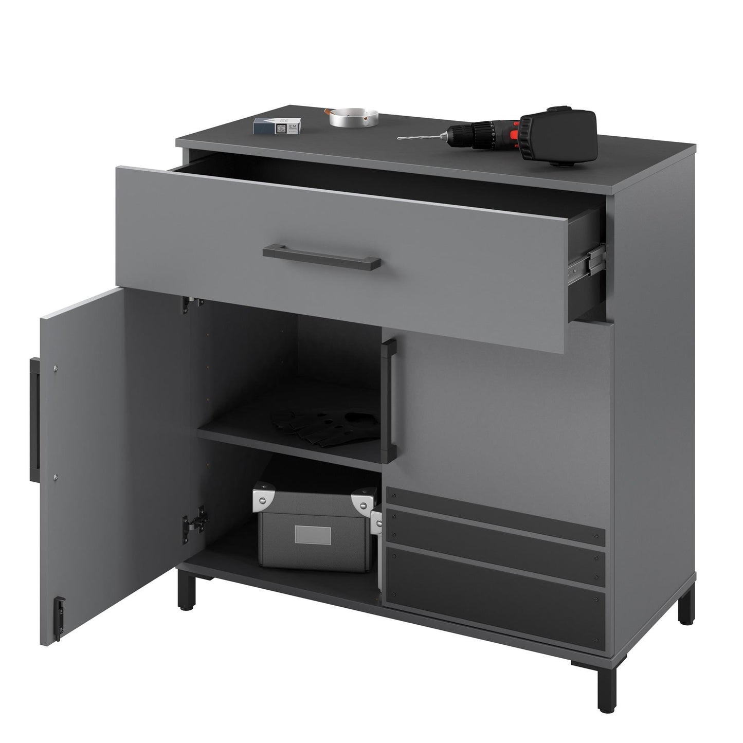 Shelby Garage Base Cabinet 2 Door/1 Drawer, Graphite - Graphite