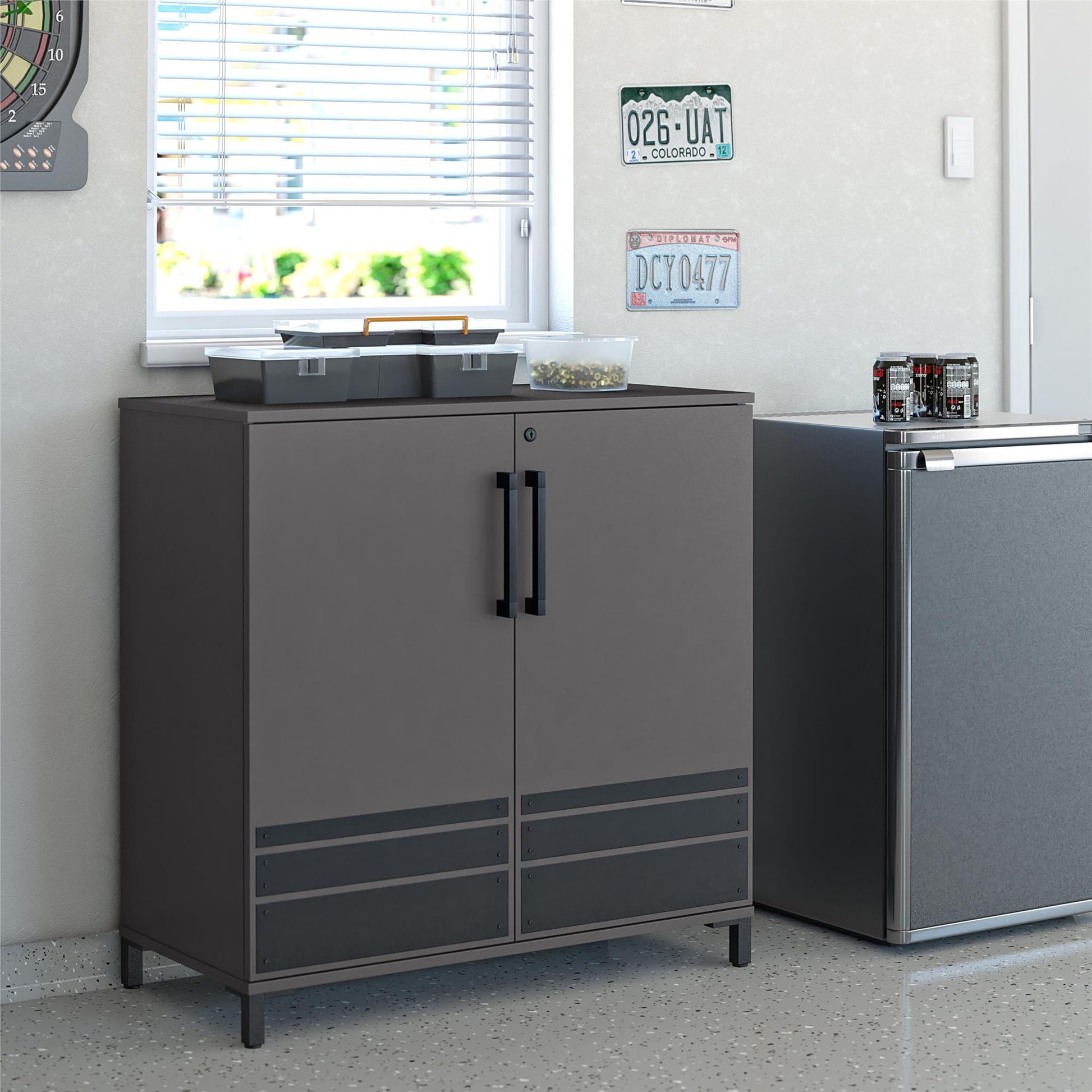 Shelby Garage Base Cabinet 2 Door - Graphite