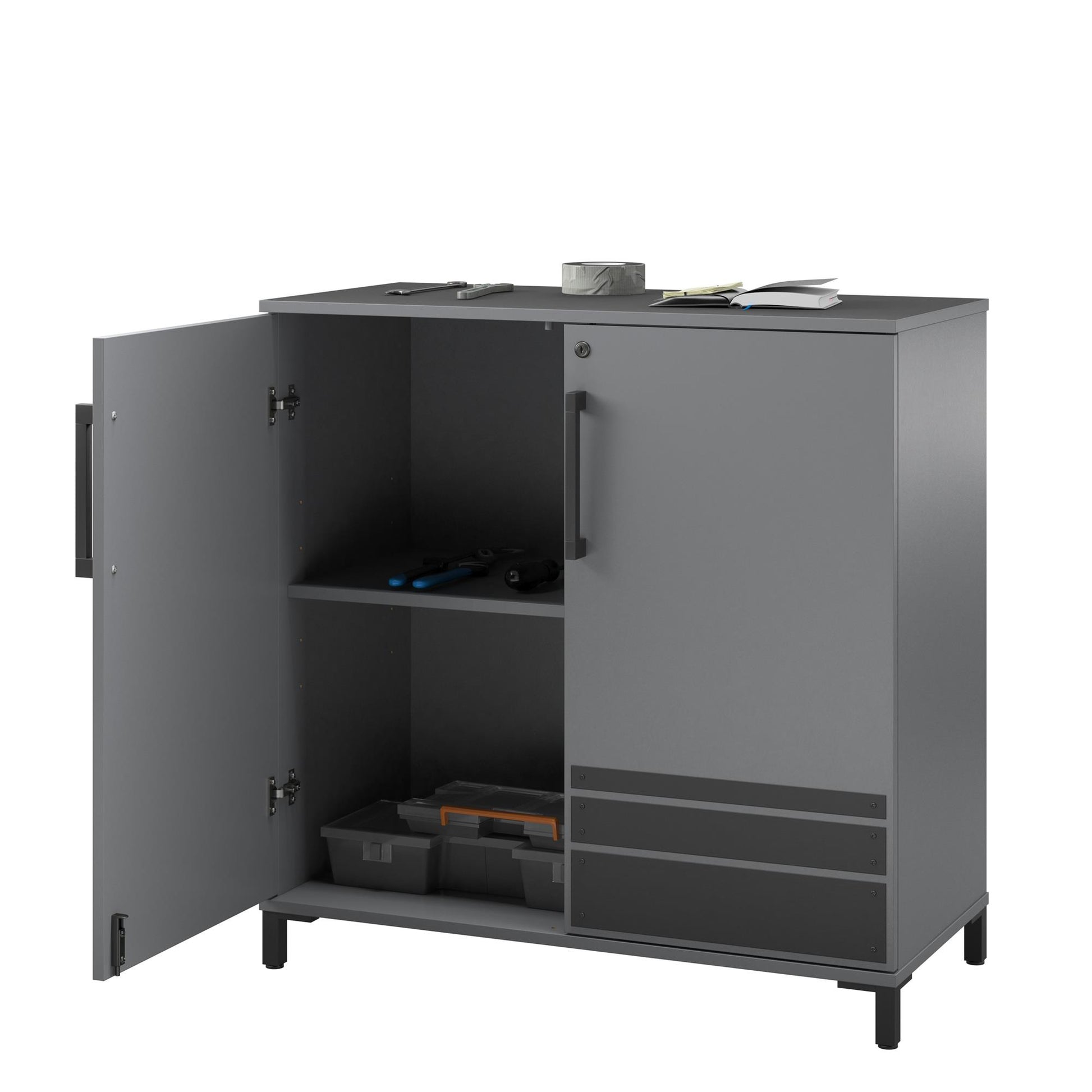 Shelby Garage Base Cabinet 2 Door - Graphite
