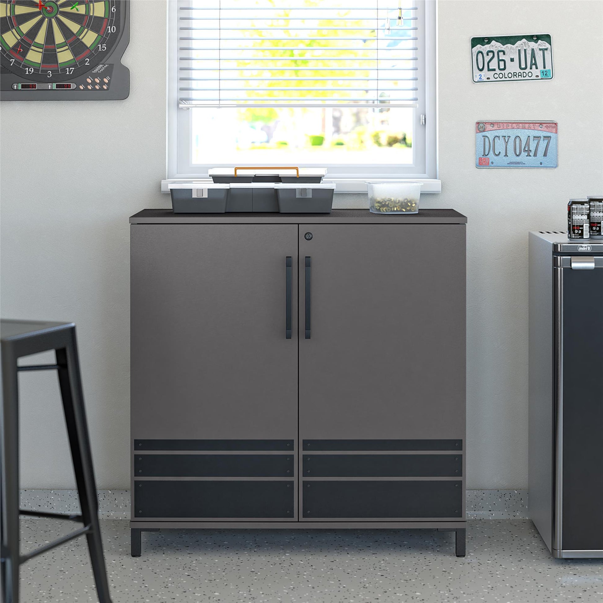 Shelby Garage Base Cabinet 2 Door - Graphite