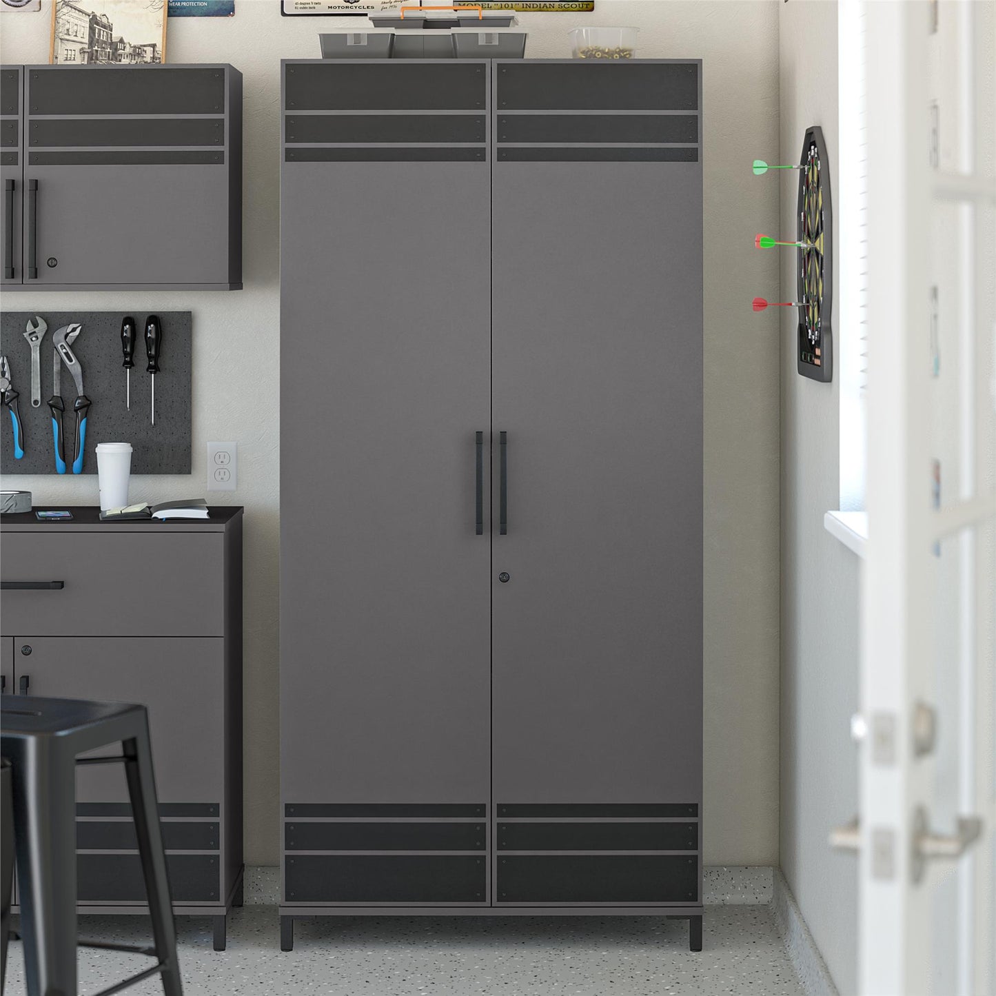Shelby Tall Garage Cabinet 2 Door - Graphite