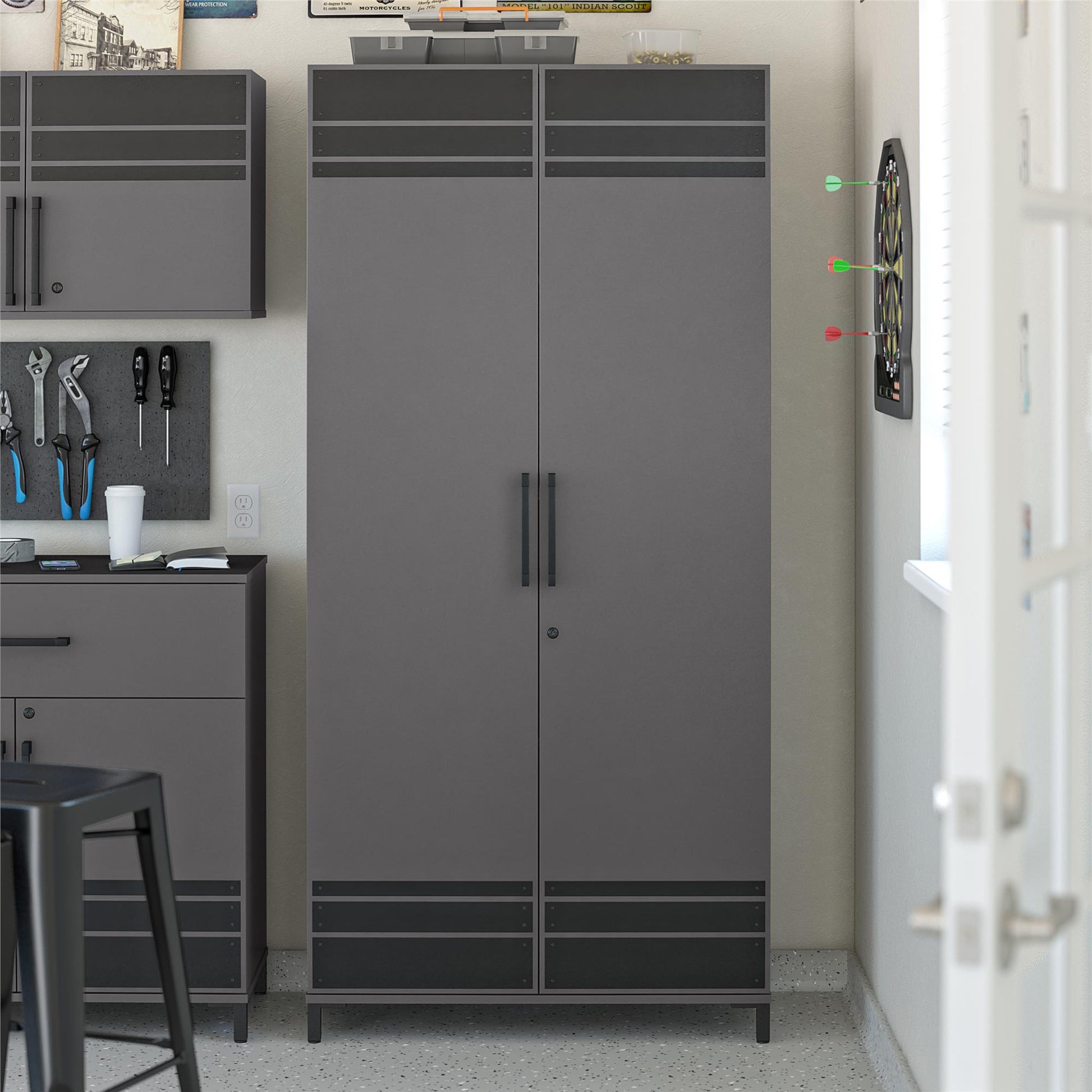 Shelby Tall Garage Cabinet 2 Door - Graphite